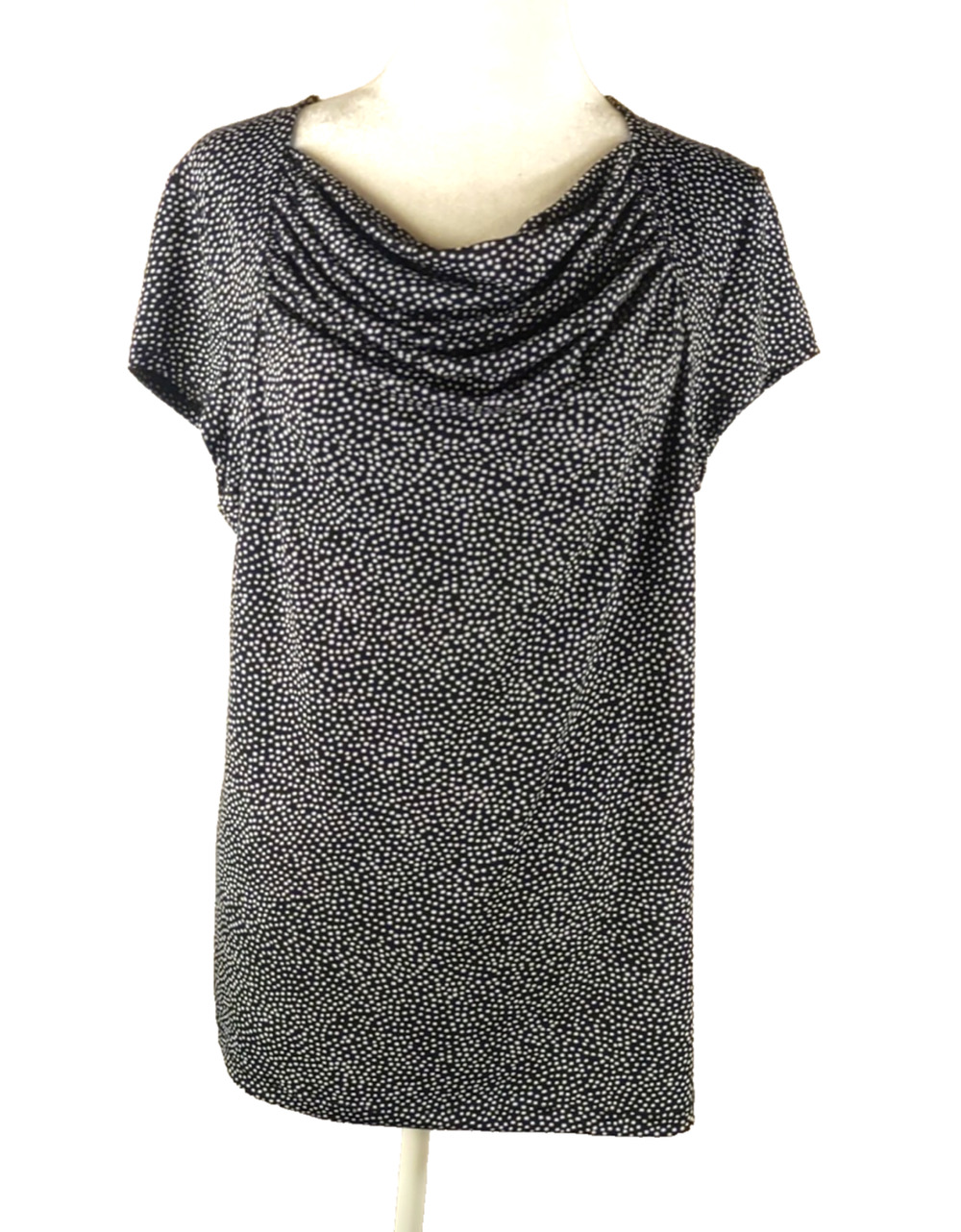 Jones Wear Women's Sleeveless Suit Shirt Black White Polka Dot Drop Neck Size...
